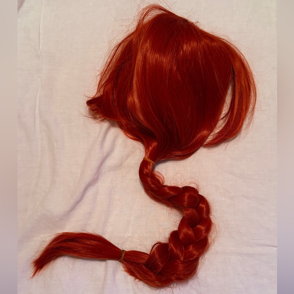 Vibrant Red Braided Hair - Wig
